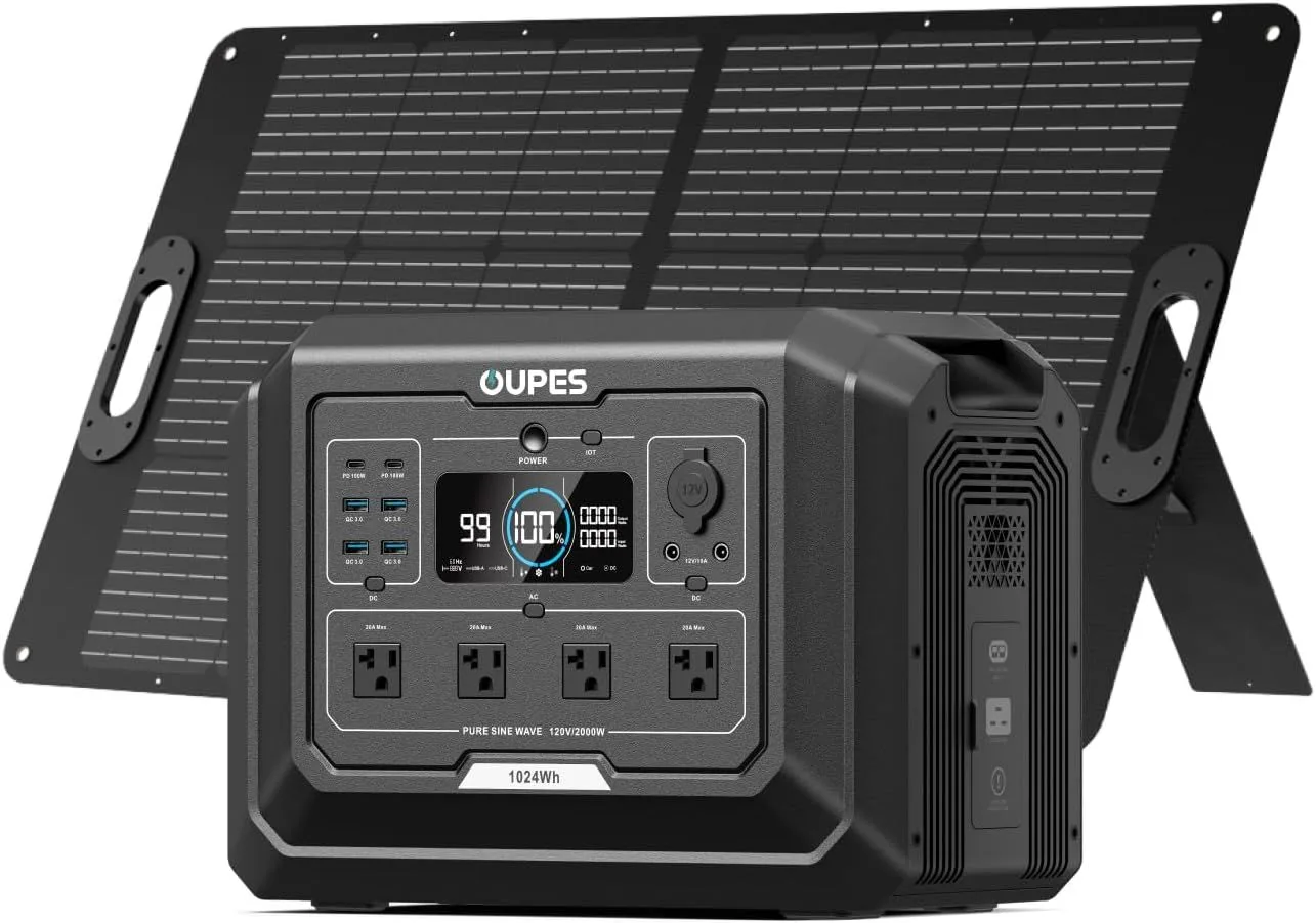 OUPES Mega 1 Portable Power Station with 100W Solar Panel