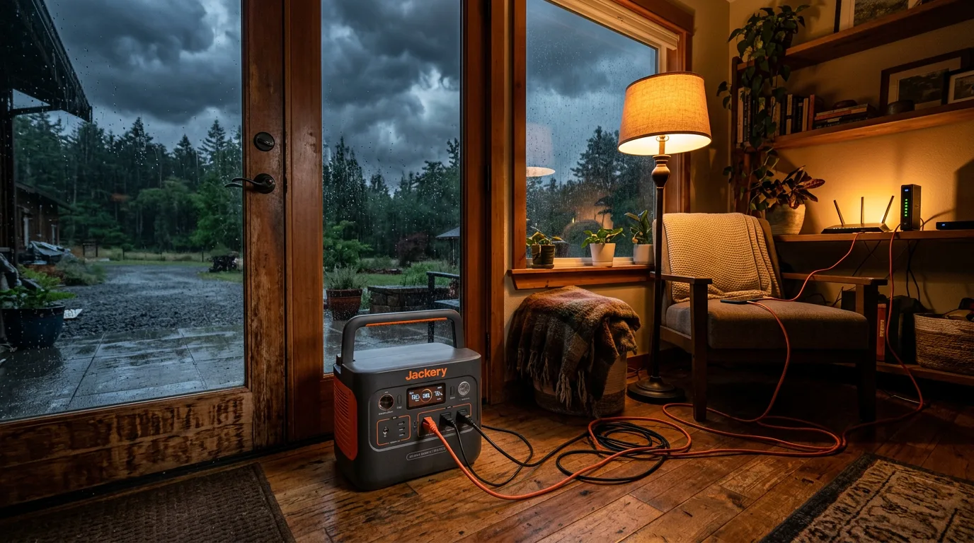 Solar generator providing home backup power during an outage